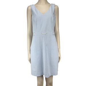 TOMMY HILFIGER Preppy Coastal Blue & White Stripes Sleeveless Mini Dress Size 8